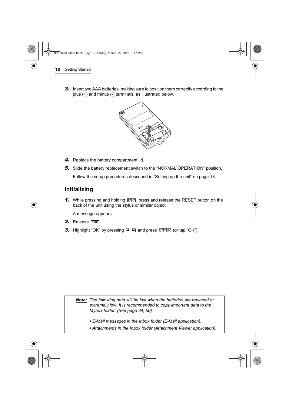 Initializing | Sharp OZ-800 User Manual | Page 14 / 132