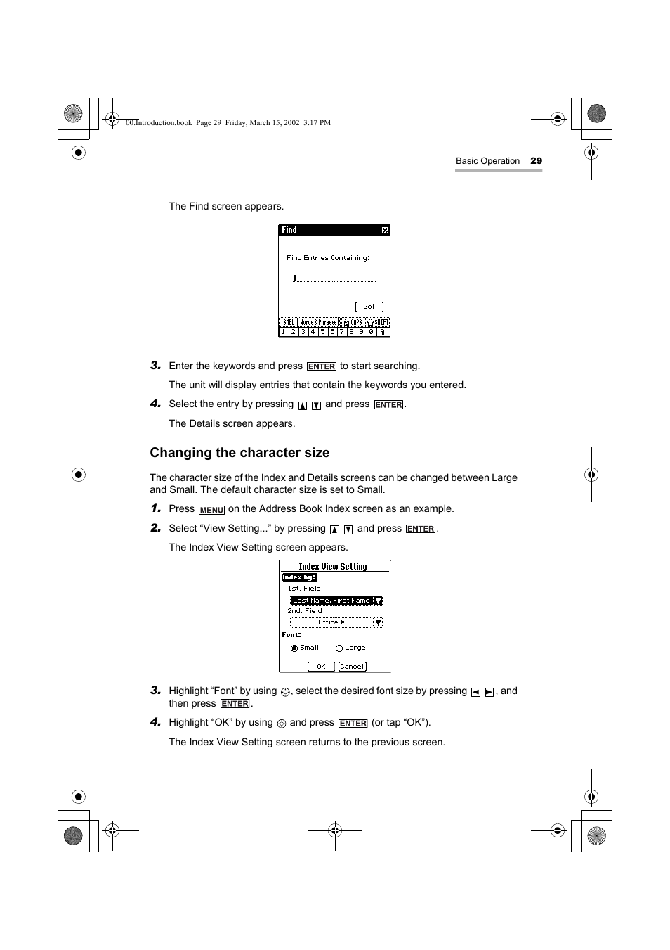 Changing the character size | Sharp OZ-800 User Manual | Page 31 / 132