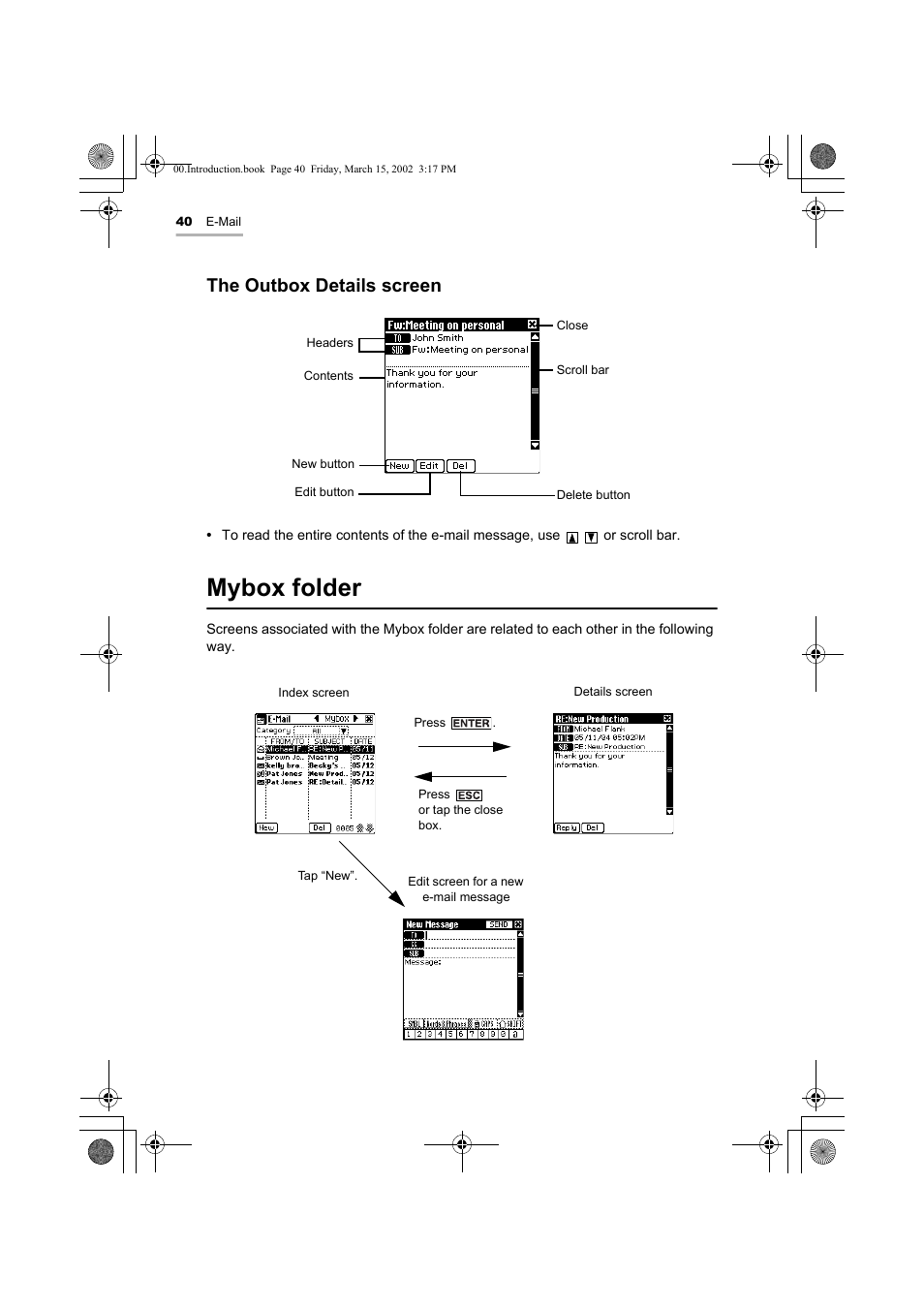 Mybox folder, The outbox details screen | Sharp OZ-800 User Manual | Page 42 / 132