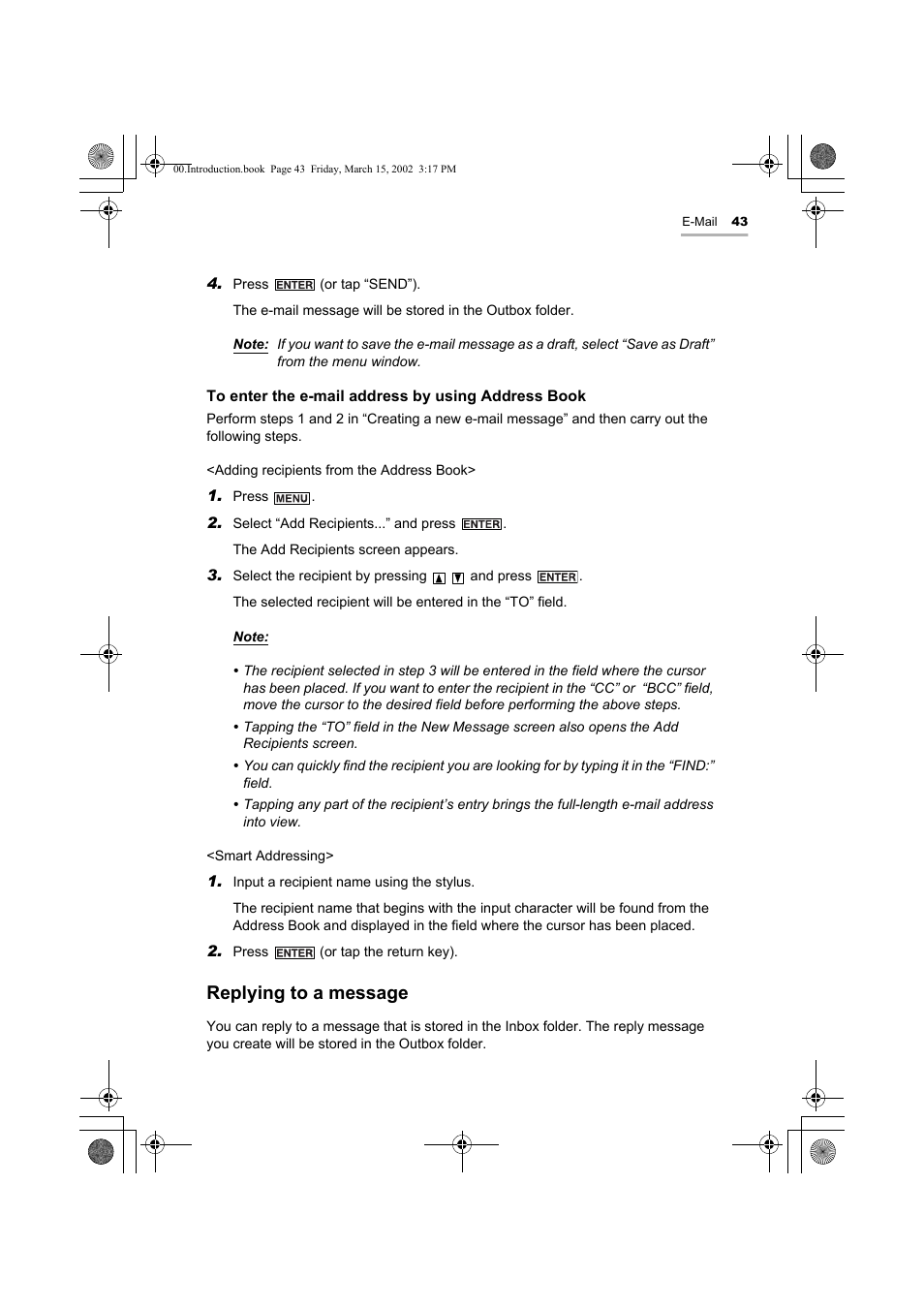 Replying to a message | Sharp OZ-800 User Manual | Page 45 / 132