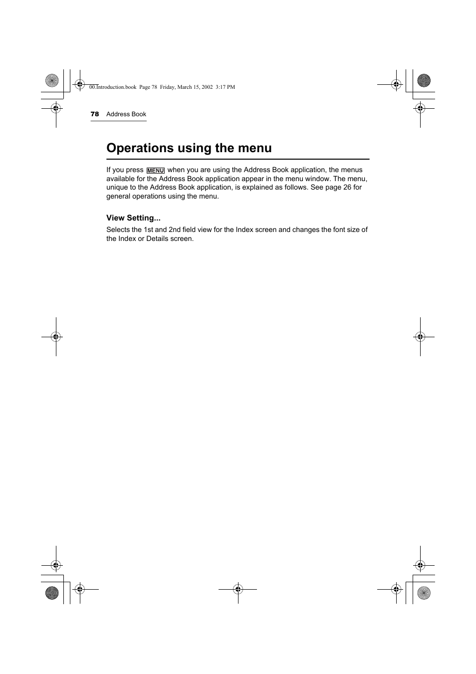 Operations using the menu | Sharp OZ-800 User Manual | Page 80 / 132