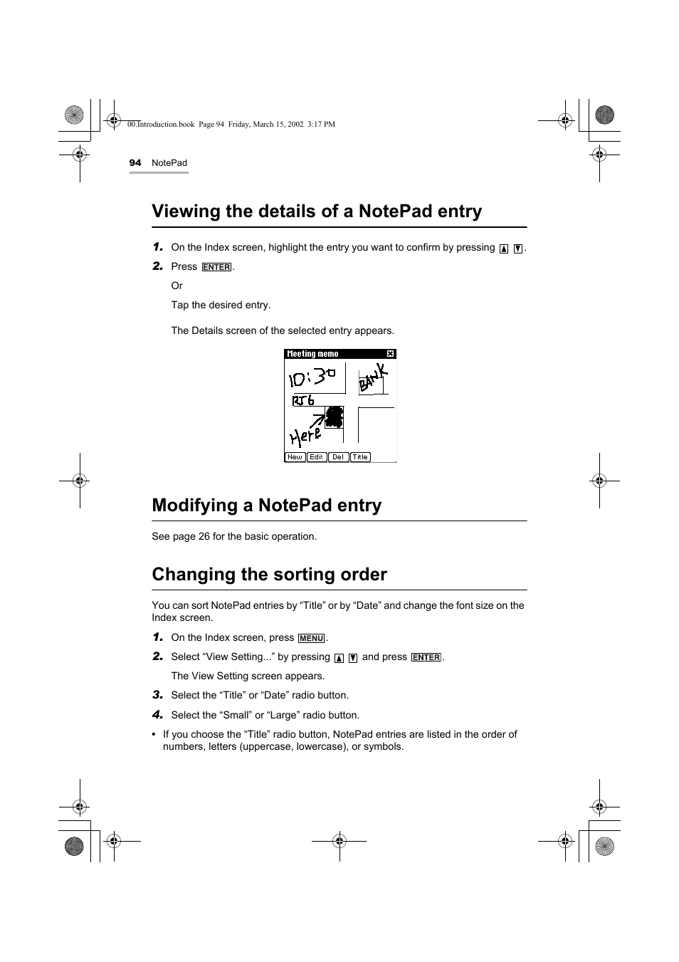 Changing the sorting order | Sharp OZ-800 User Manual | Page 96 / 132