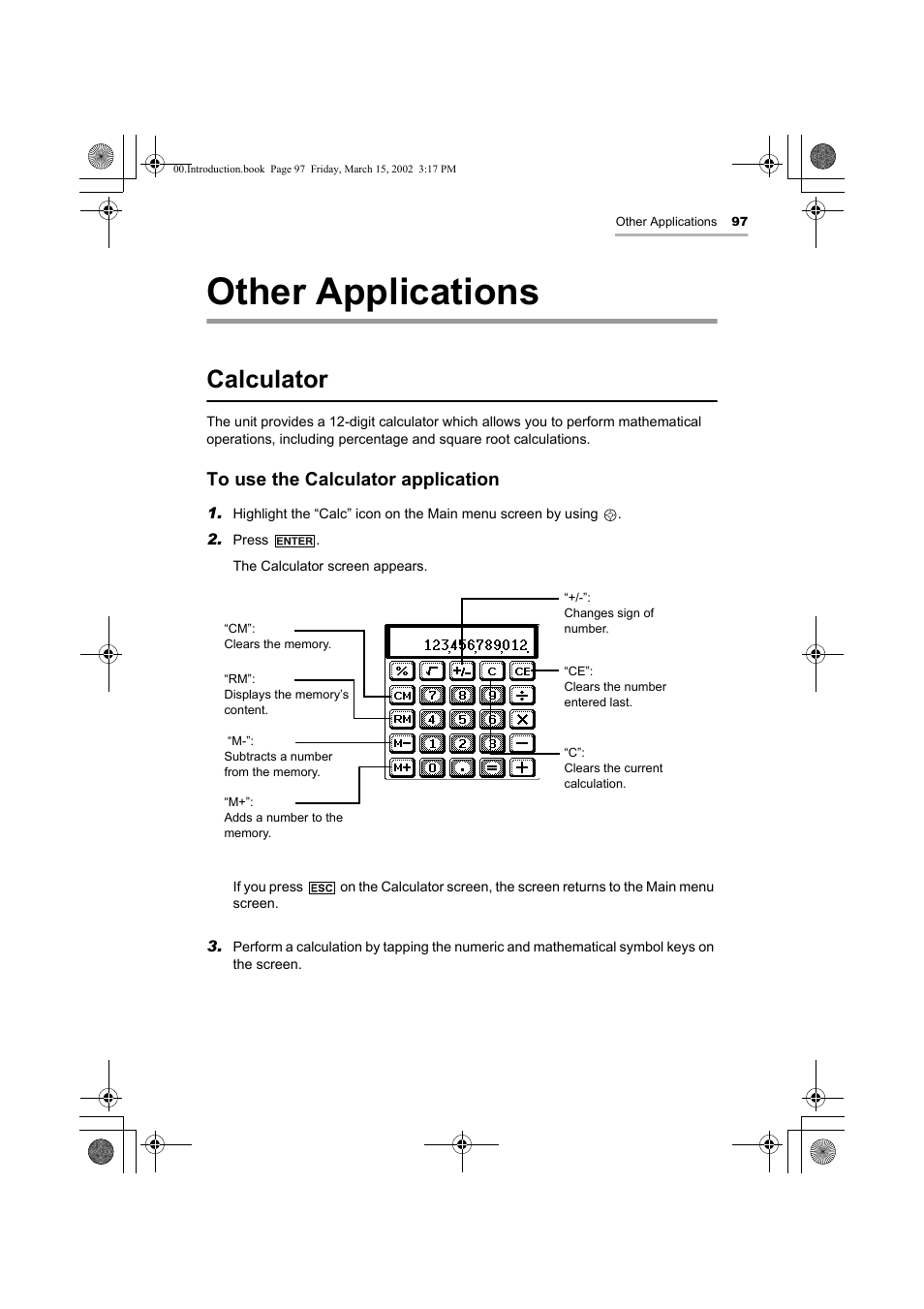 Other applications, Calculator | Sharp OZ-800 User Manual | Page 99 / 132