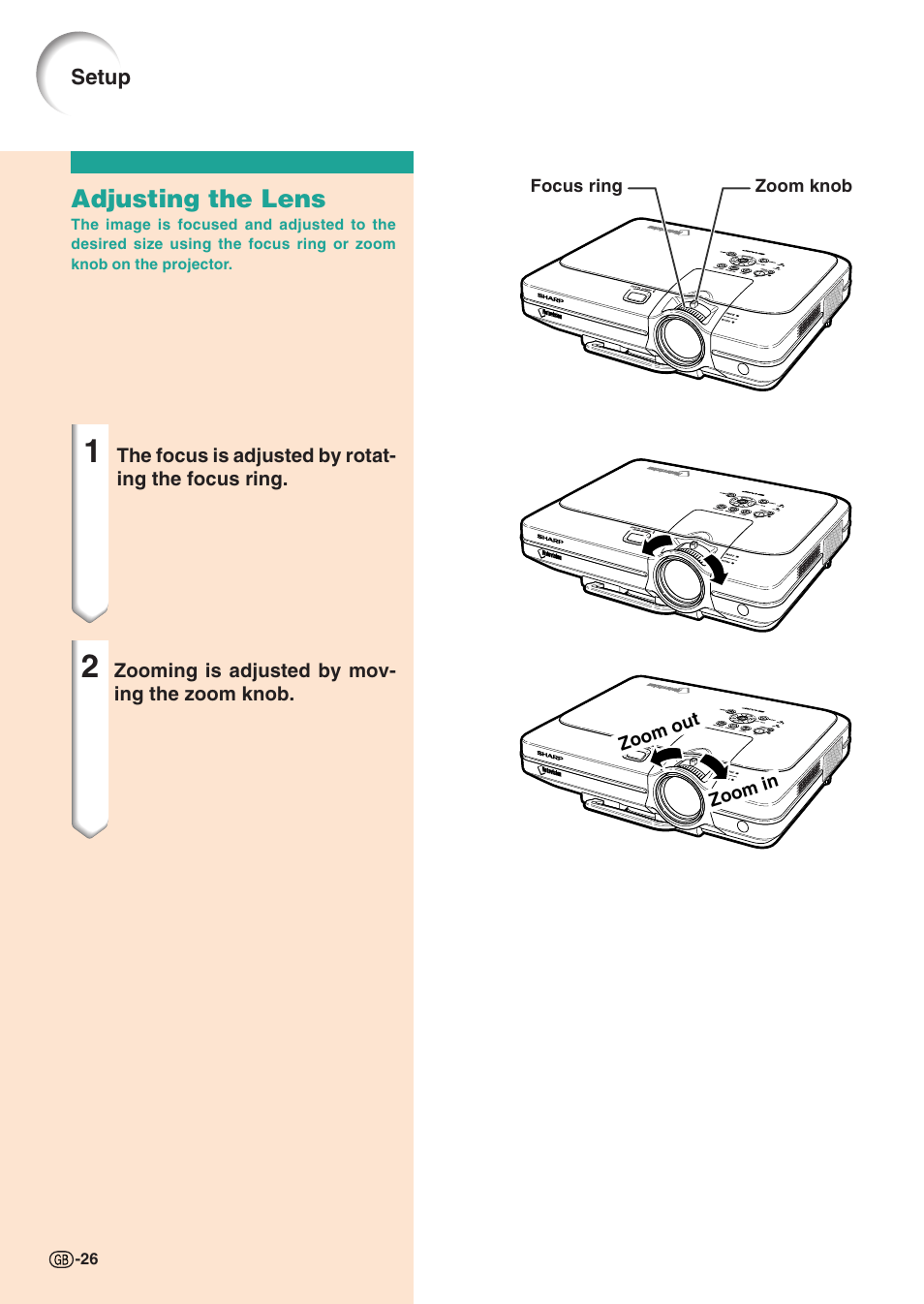 Adjusting the lens | Sharp XG-C55X User Manual | Page 30 / 106