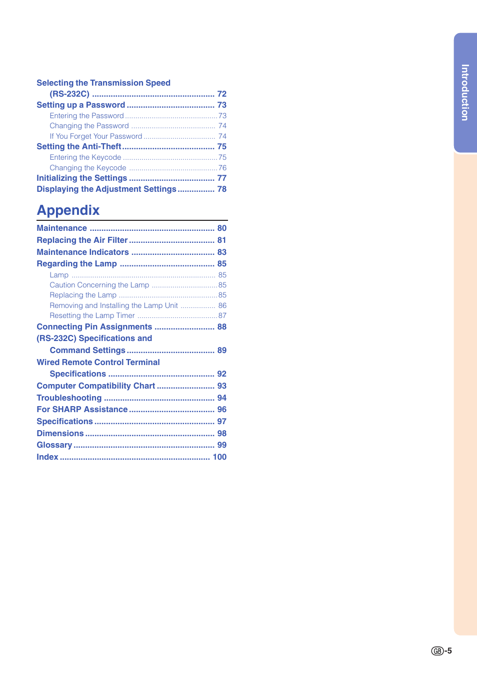 Appendix | Sharp XG-C55X User Manual | Page 9 / 106