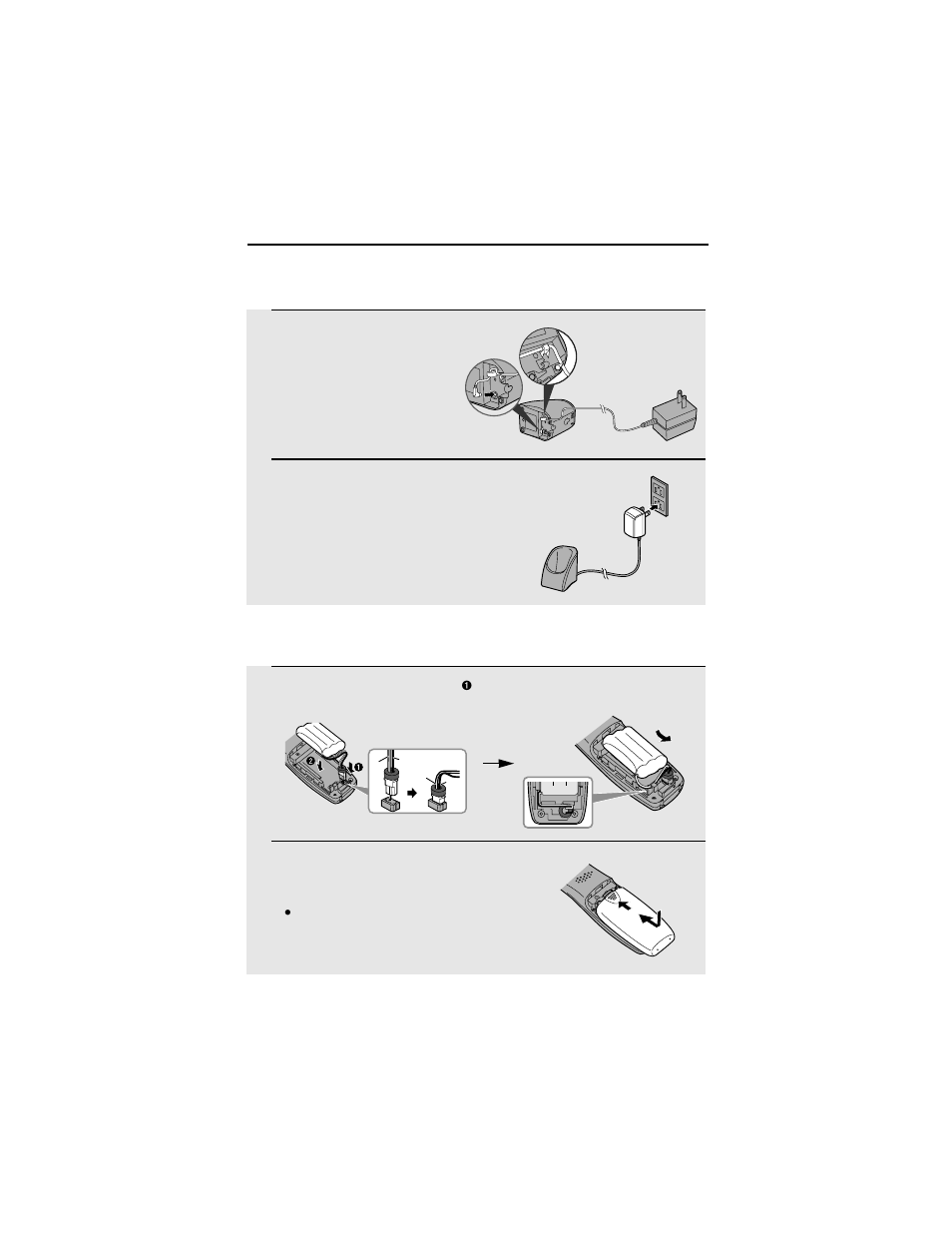 Connecting the cordless handset charger, Installing and charging the battery | Sharp UX-K01 User Manual | Page 4 / 14