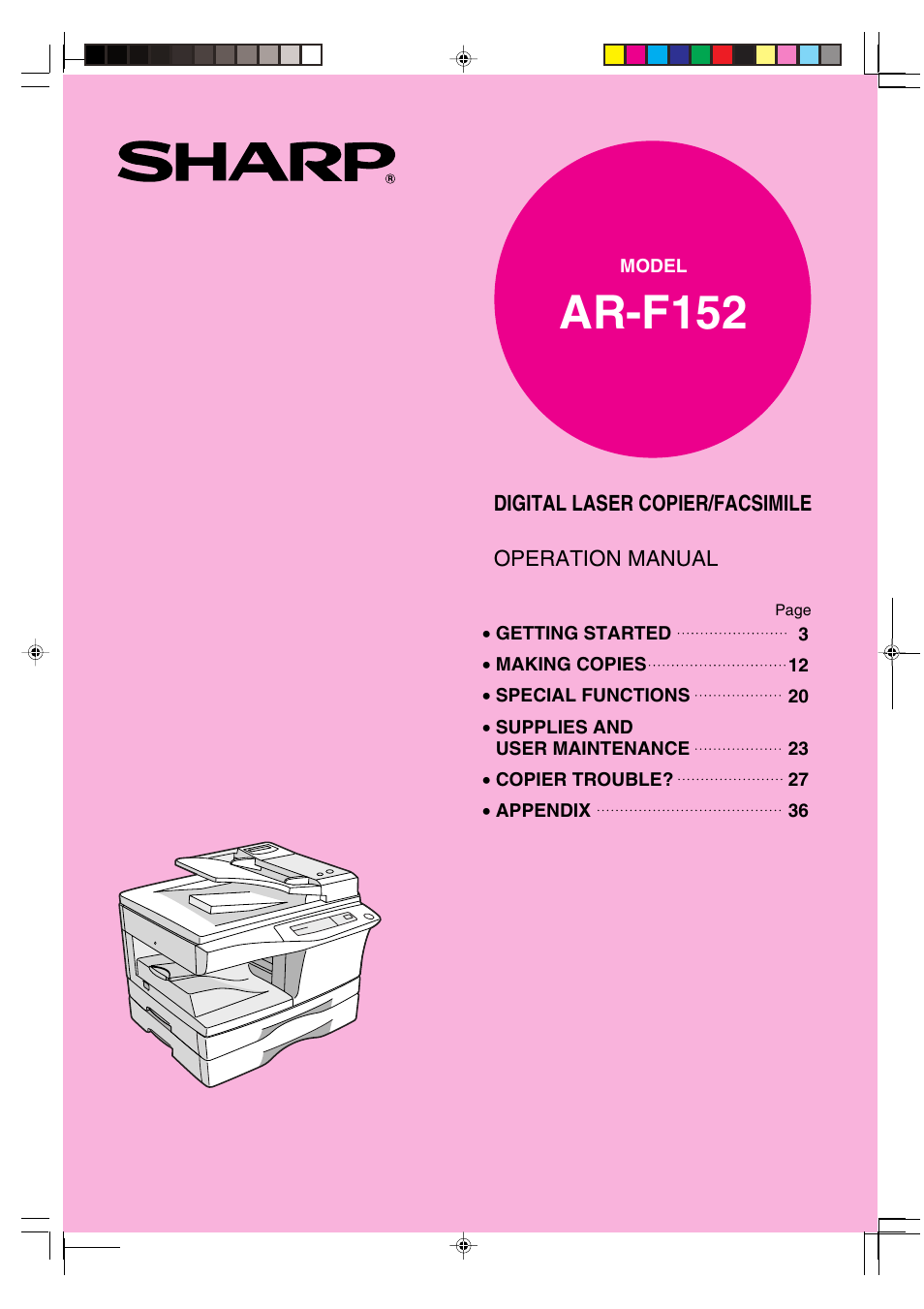 Sharp AR-F152 User Manual | 52 pages