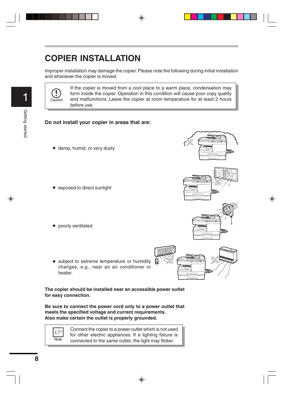 Copier installation | Sharp AR-F152 User Manual | Page 10 / 52