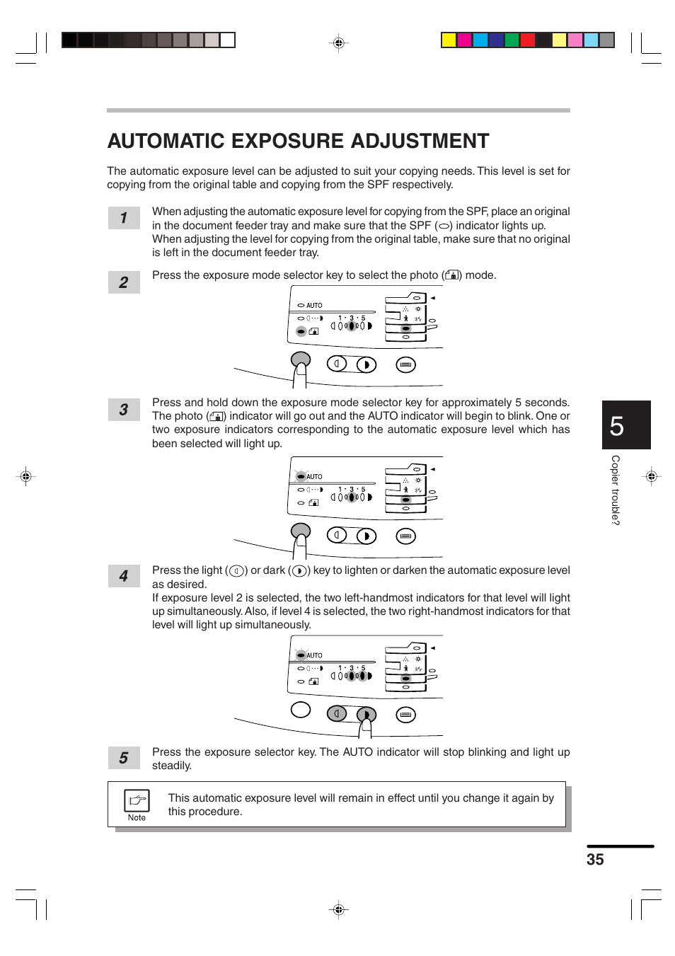 Automatic exposure adjustment | Sharp AR-F152 User Manual | Page 37 / 52