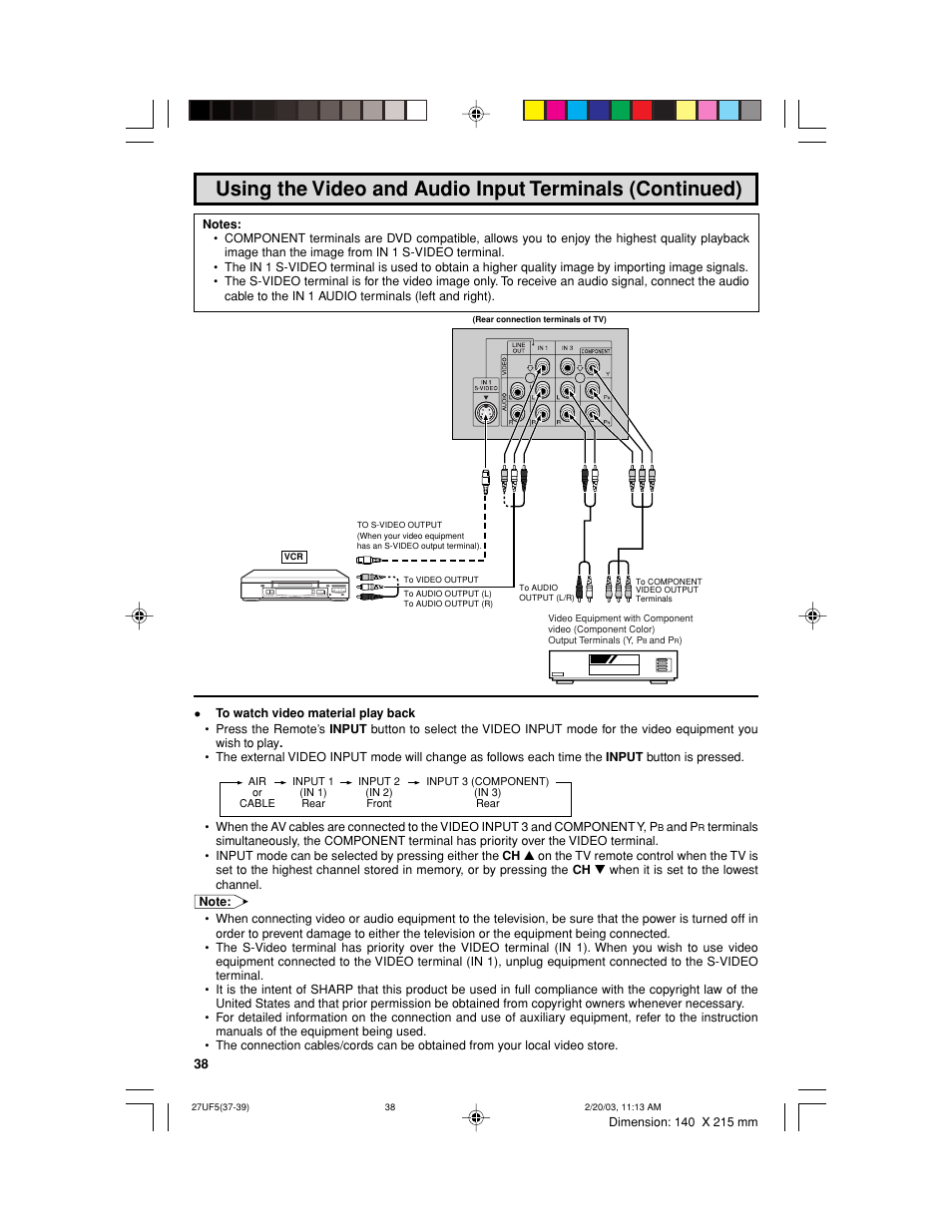 Sharp 36UF5/6 User Manual | Page 38 / 57