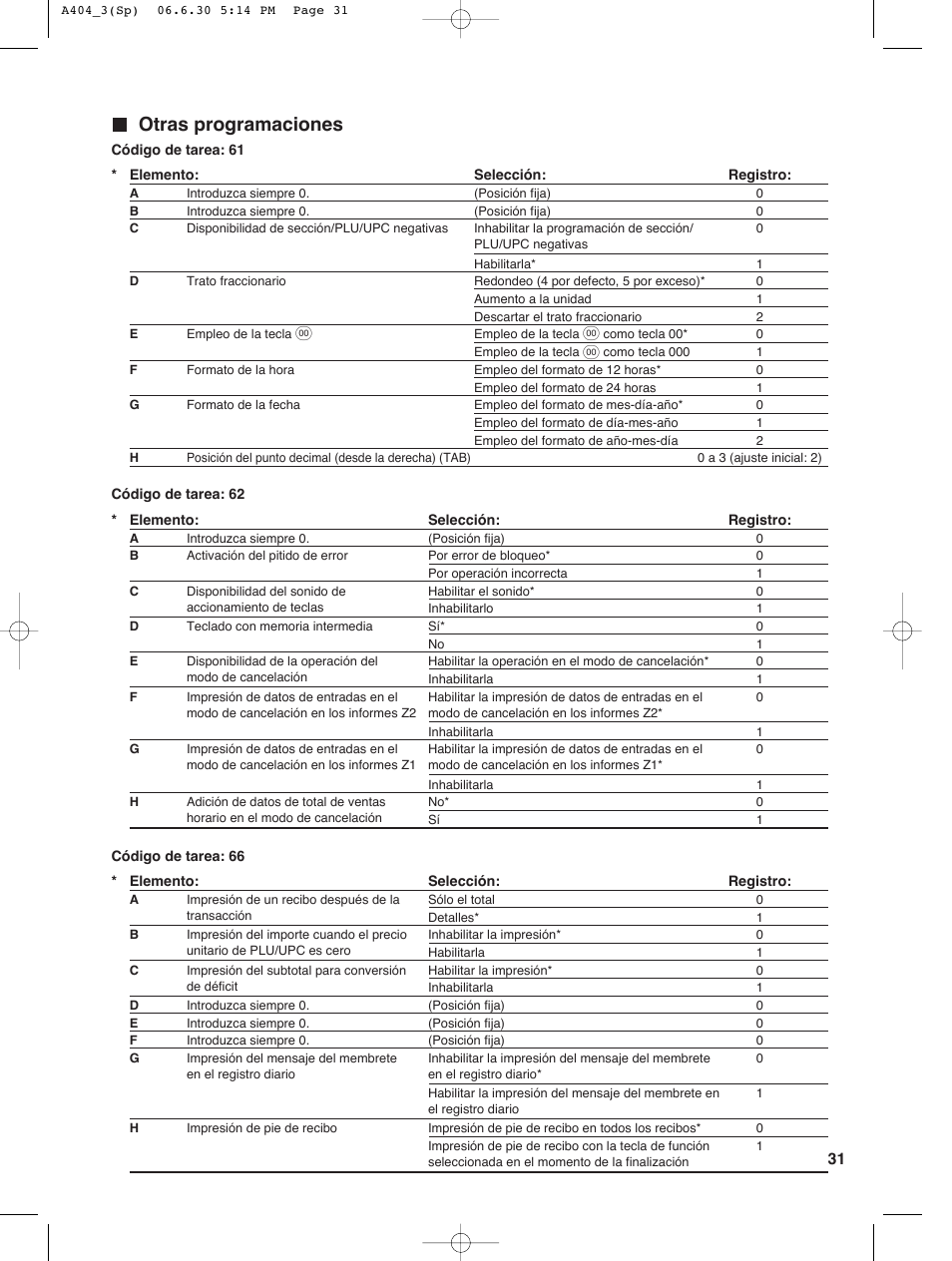 Otras programaciones | Sharp XE-A404 User Manual | Page 115 / 132