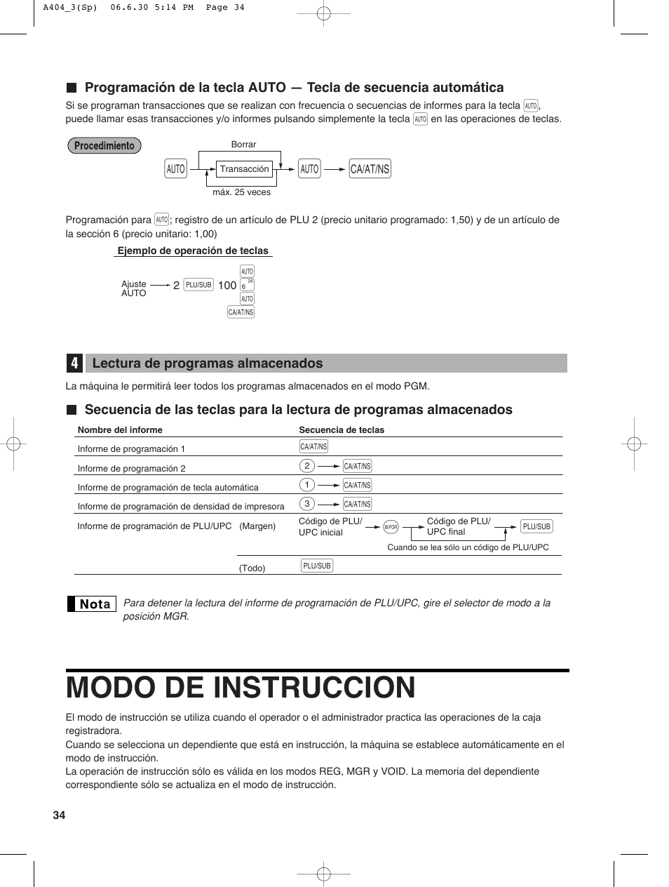 Modo de instruccion | Sharp XE-A404 User Manual | Page 118 / 132