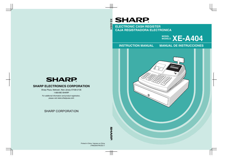 Xe-a404, Sharp electronics corporation | Sharp XE-A404 User Manual | Page 132 / 132