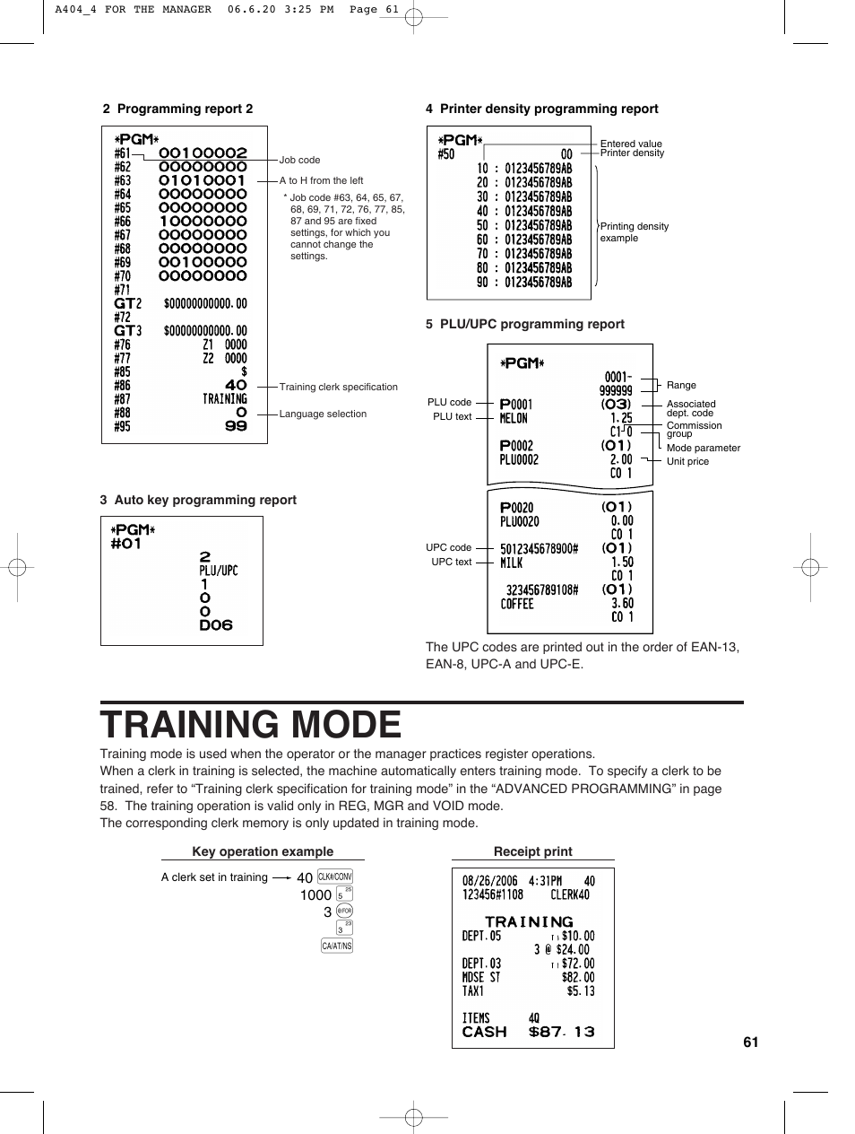 Training mode | Sharp XE-A404 User Manual | Page 63 / 132