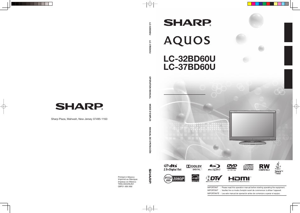 Sharp AQUOS LC-37BD60U User Manual | 65 pages