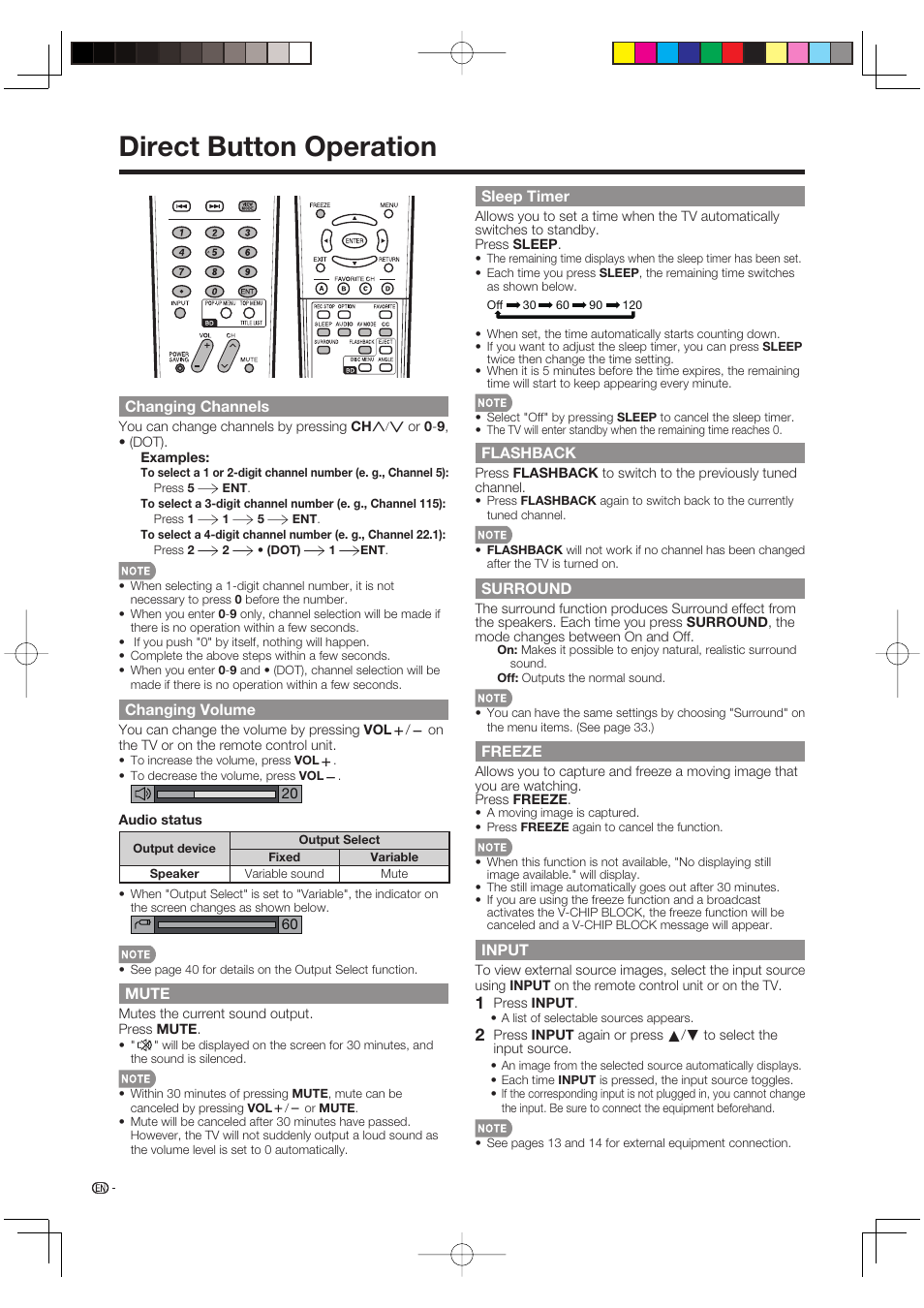 Direct button operation | Sharp AQUOS LC-37BD60U User Manual | Page 18 / 65