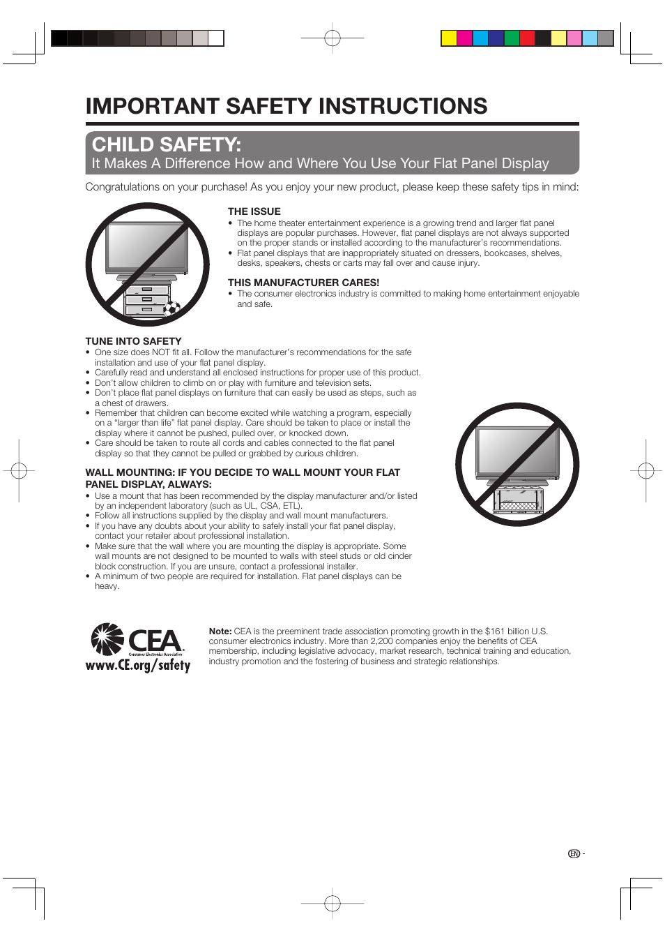 Important safety instructions, Child safety | Sharp AQUOS LC-37BD60U User Manual | Page 7 / 65