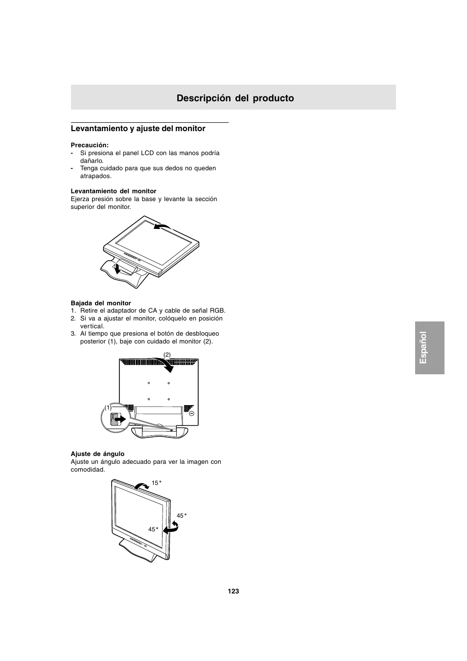 Descripción del producto, Español | Sharp LL-T1803-H User Manual | Page 123 / 144