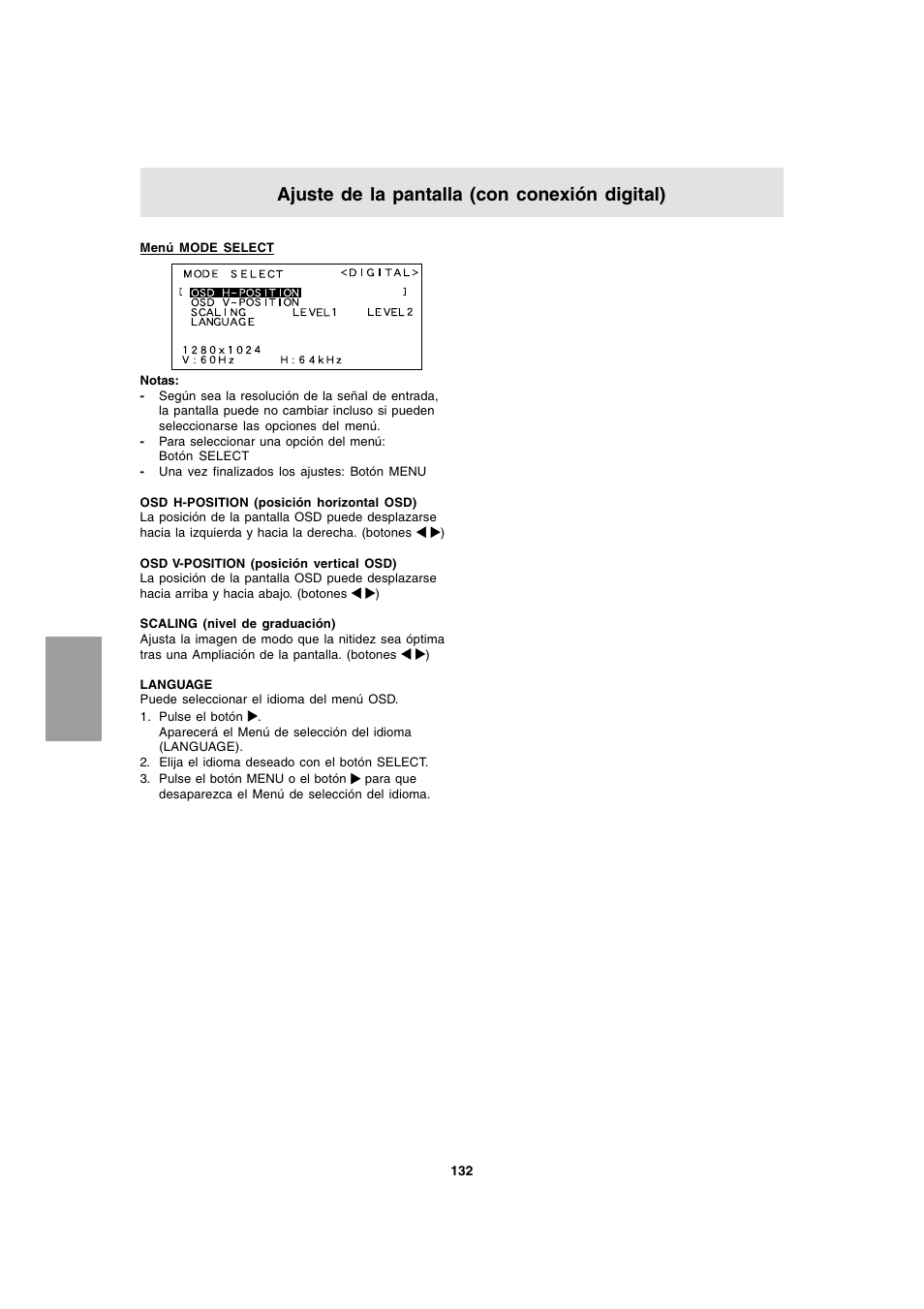 Ajuste de la pantalla (con conexión digital) | Sharp LL-T1803-H User Manual | Page 132 / 144