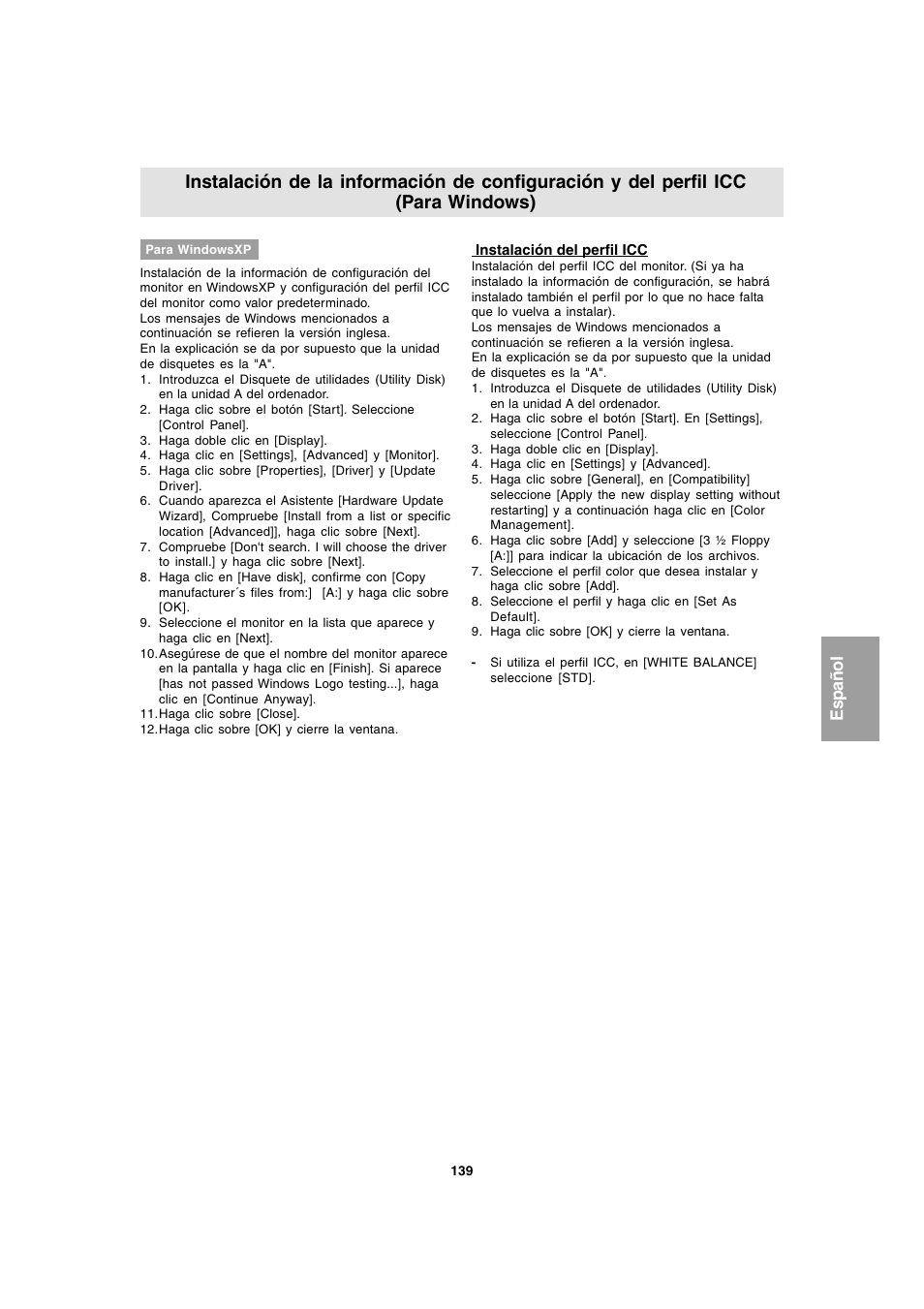 Español | Sharp LL-T1803-H User Manual | Page 139 / 144