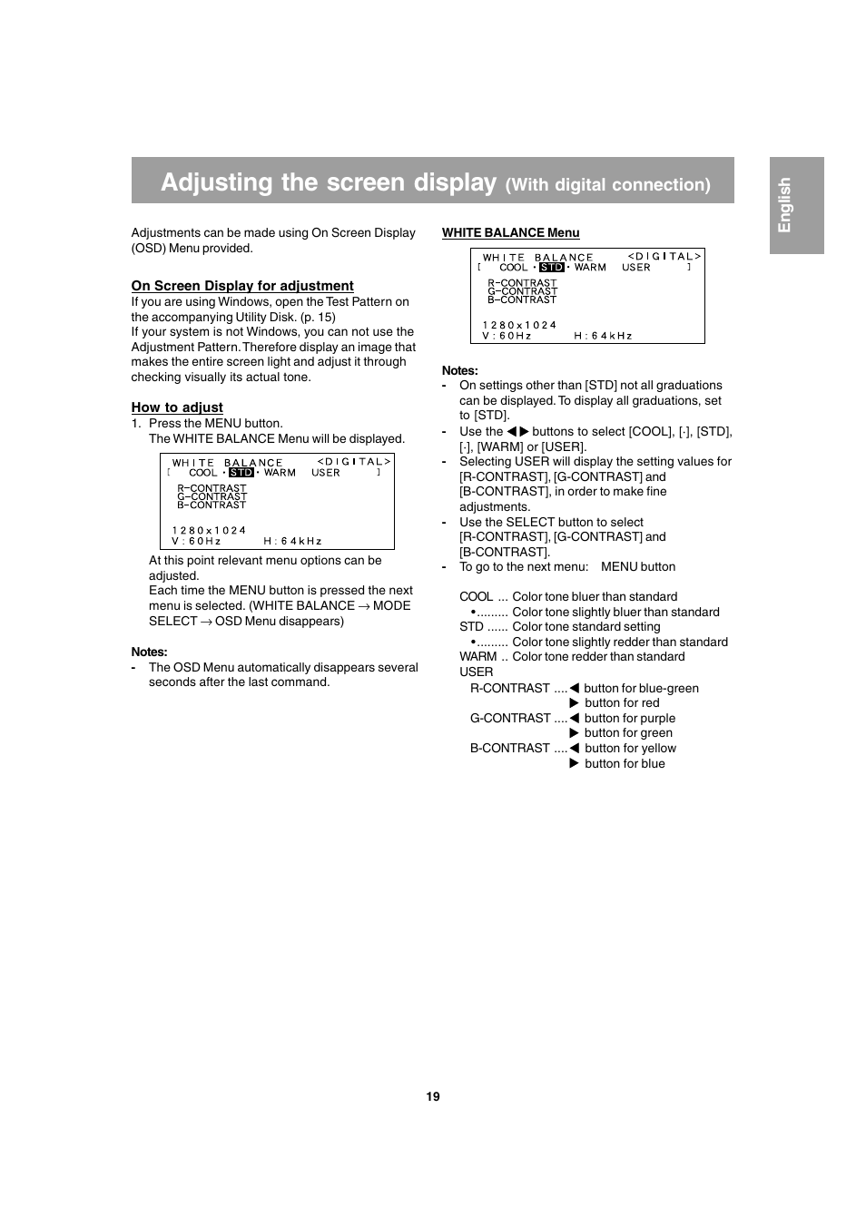 Adjusting the screen display, With digital connection) | Sharp LL-T1803-H User Manual | Page 19 / 144