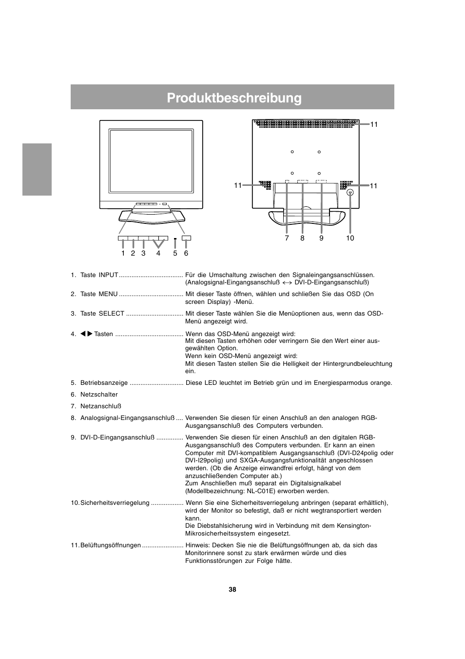 Produktbeschreibung | Sharp LL-T1803-H User Manual | Page 38 / 144