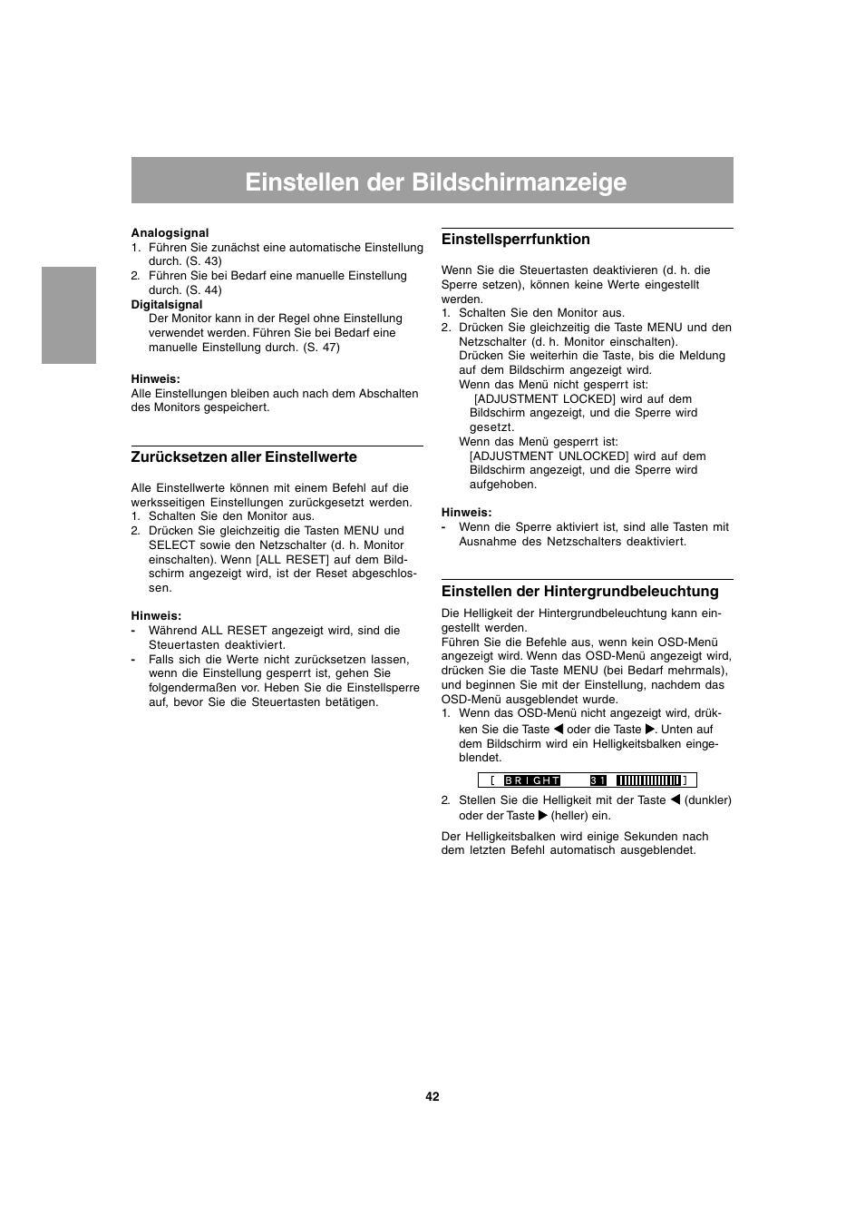 Einstellen der bildschirmanzeige | Sharp LL-T1803-H User Manual | Page 42 / 144