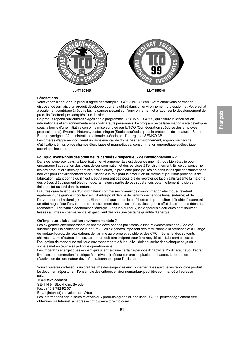 Sharp LL-T1803-H User Manual | Page 61 / 144