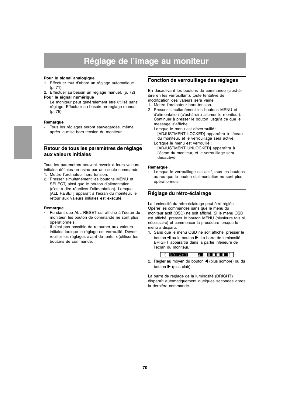 Réglage de l’image au moniteur | Sharp LL-T1803-H User Manual | Page 70 / 144