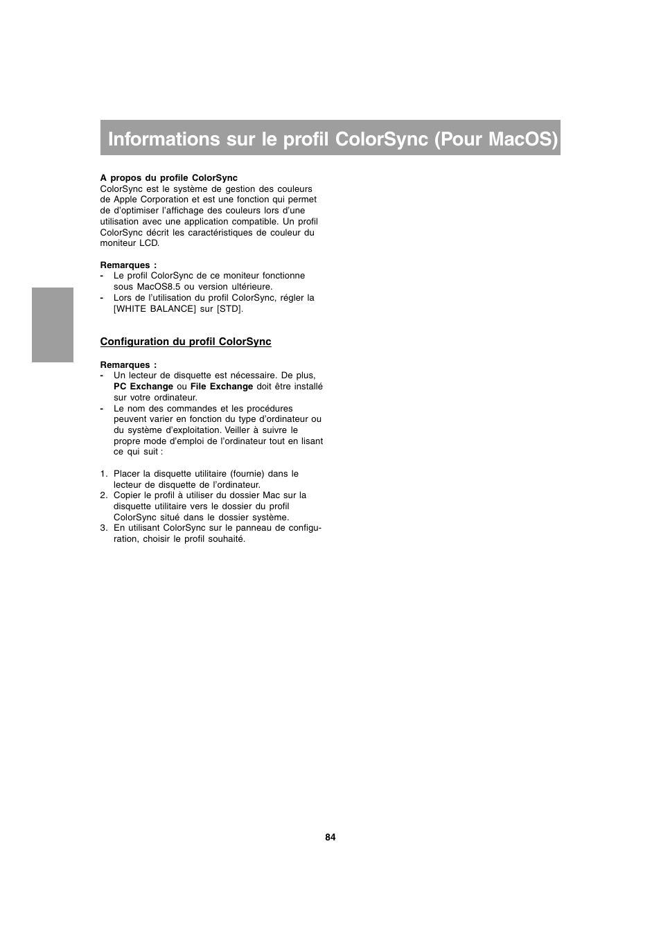 Informations sur le profil colorsync (pour macos) | Sharp LL-T1803-H User Manual | Page 84 / 144
