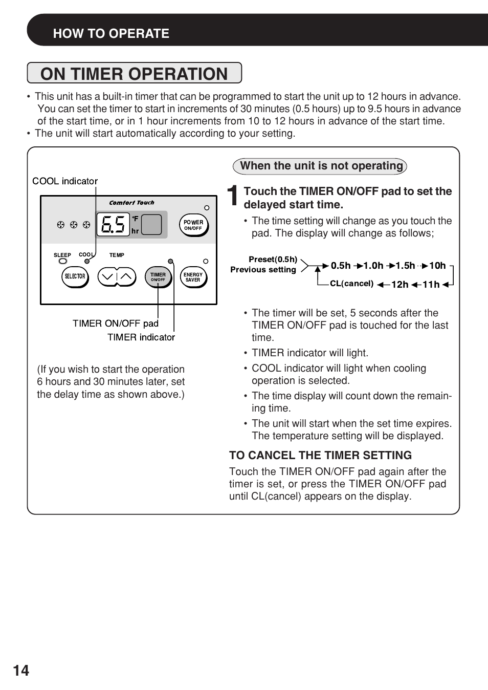 On timer operation, How to operate | Sharp AF-06ERL User Manual | Page 14 / 20