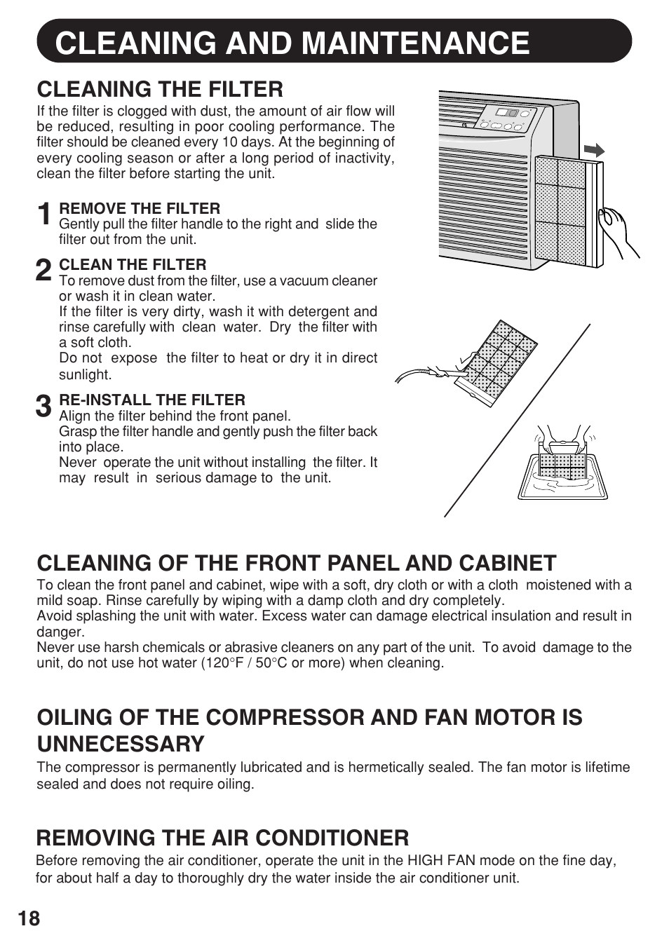 Cleaning and maintenance | Sharp AF-06ERL User Manual | Page 18 / 20