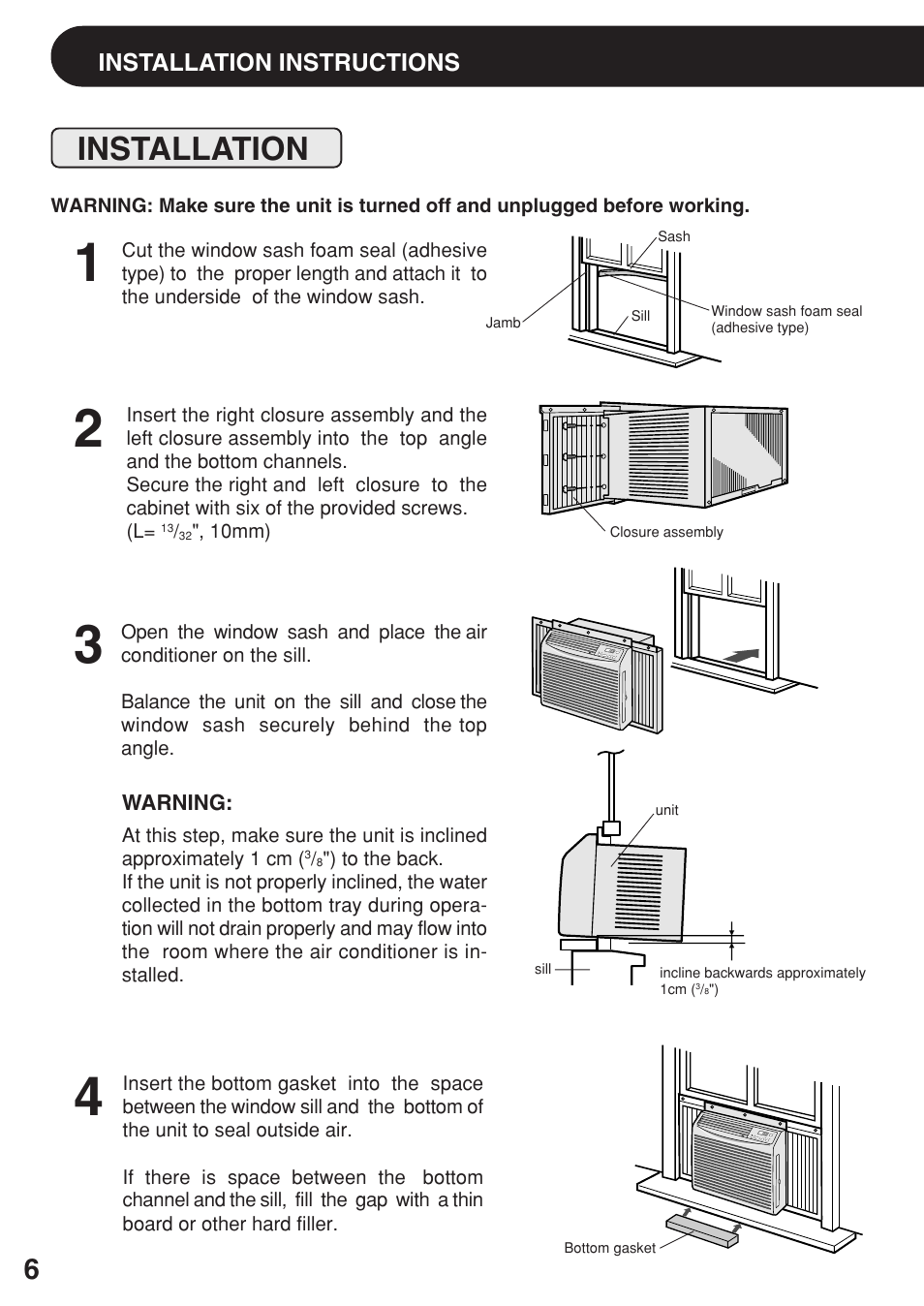 Installation | Sharp AF-06ERL User Manual | Page 6 / 20