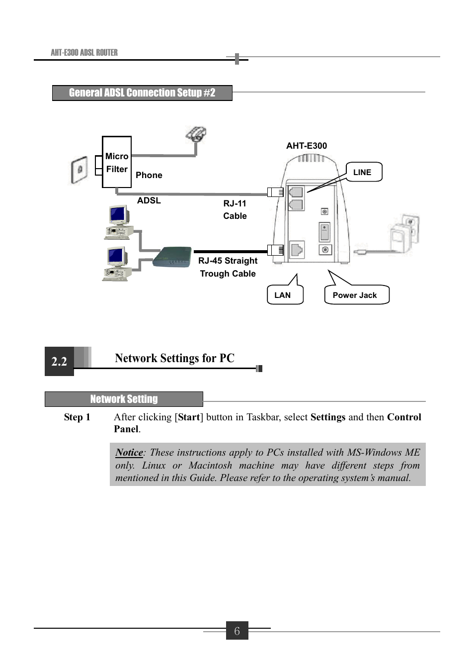 2 network settings for pc | Sharp AHT-E300 User Manual | Page 10 / 44