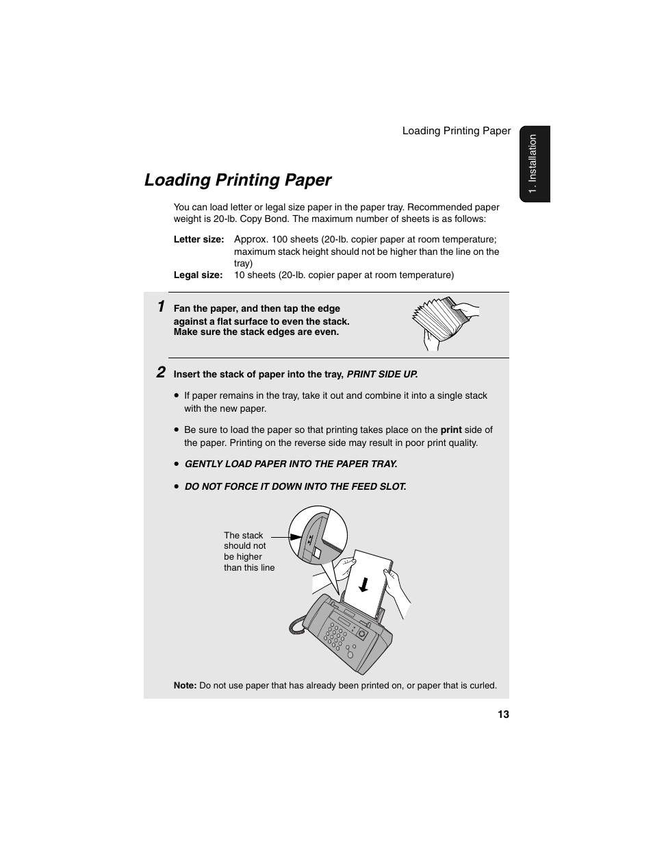 Loading printing paper | Sharp UX-B20 User Manual | Page 15 / 104