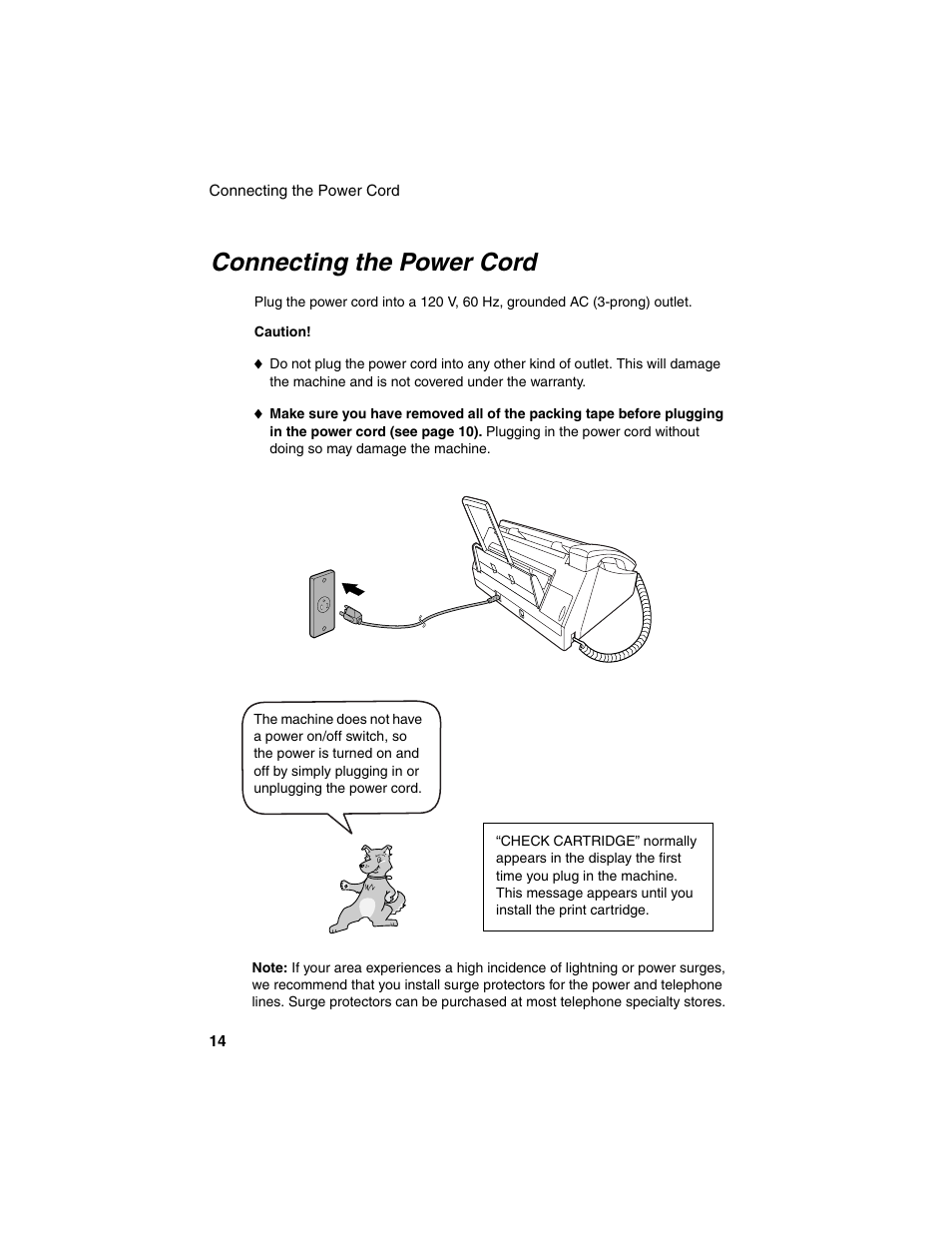 Connecting the power cord | Sharp UX-B20 User Manual | Page 16 / 104