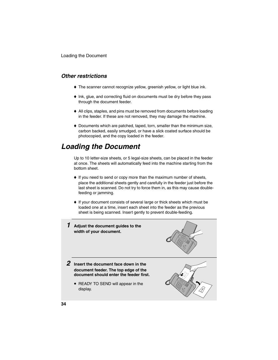 Loading the document | Sharp UX-B20 User Manual | Page 36 / 104