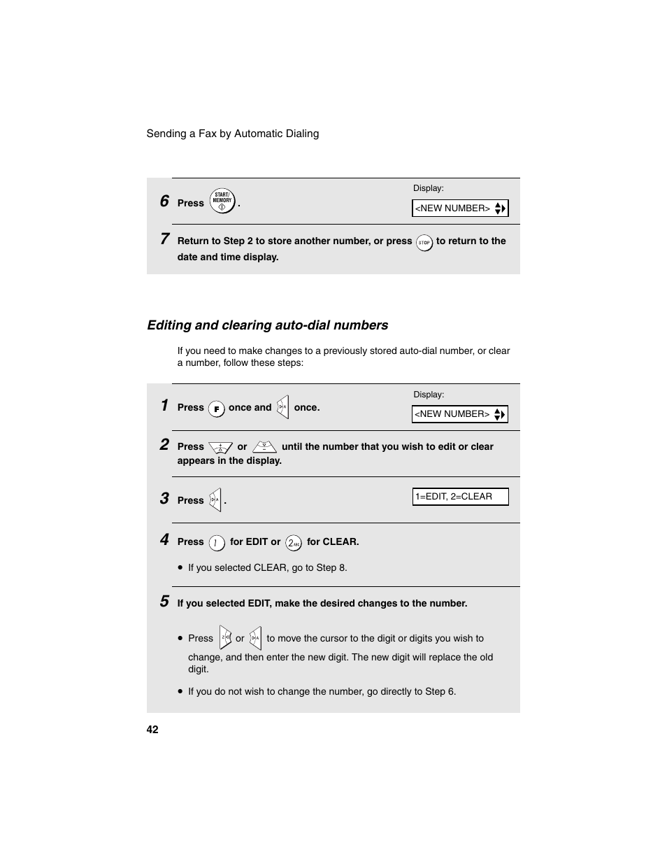 Editing and clearing auto-dial numbers | Sharp UX-B20 User Manual | Page 44 / 104