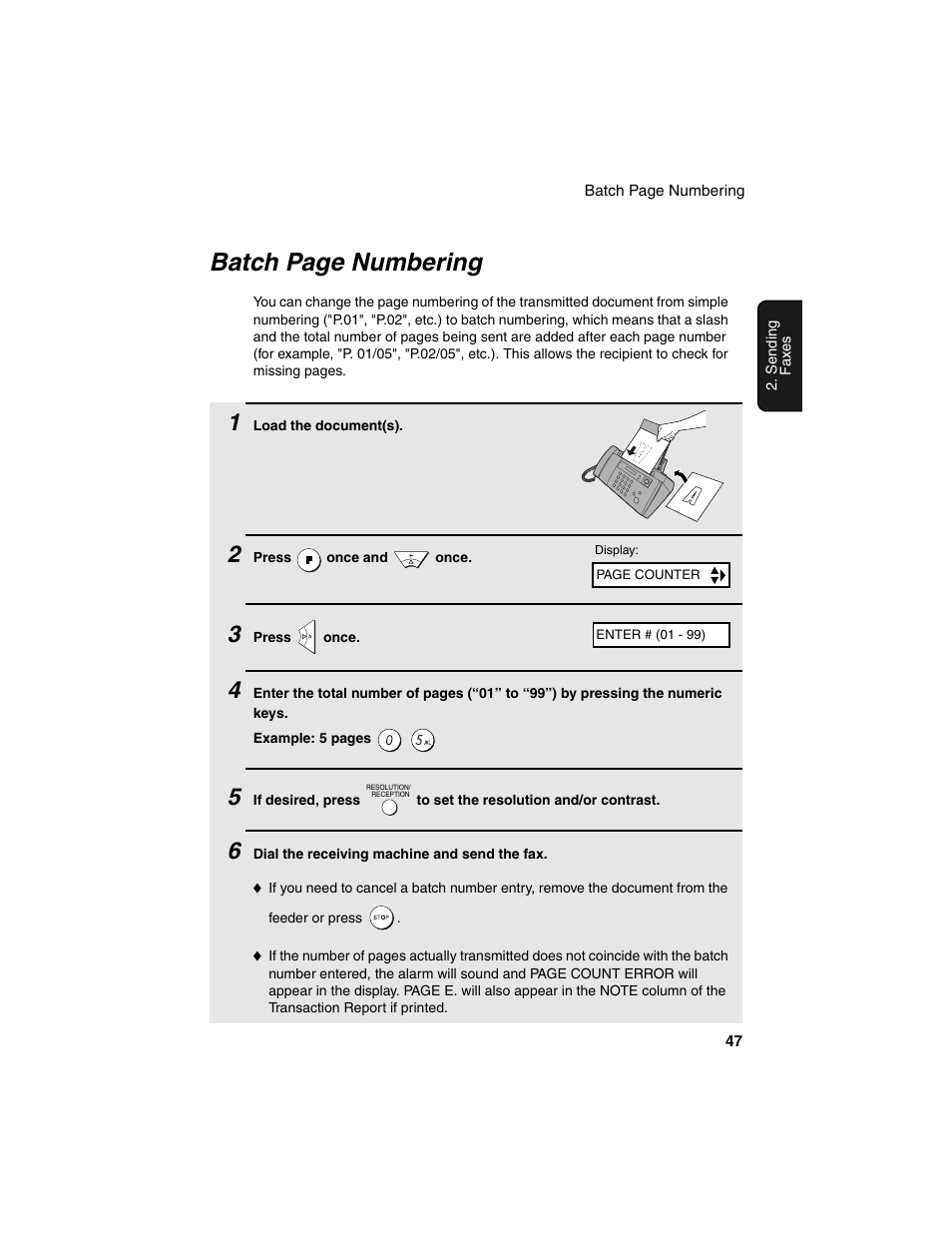 Batch page numbering | Sharp UX-B20 User Manual | Page 49 / 104