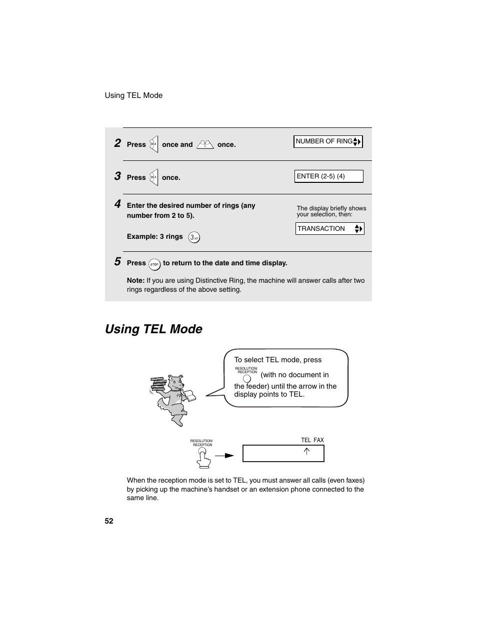 Using tel mode | Sharp UX-B20 User Manual | Page 54 / 104