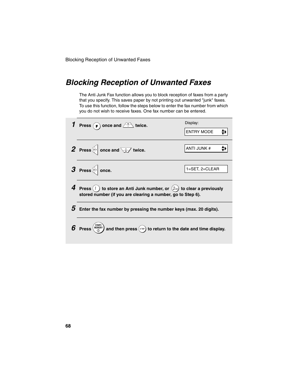 Blocking reception of unwanted faxes | Sharp UX-B20 User Manual | Page 70 / 104