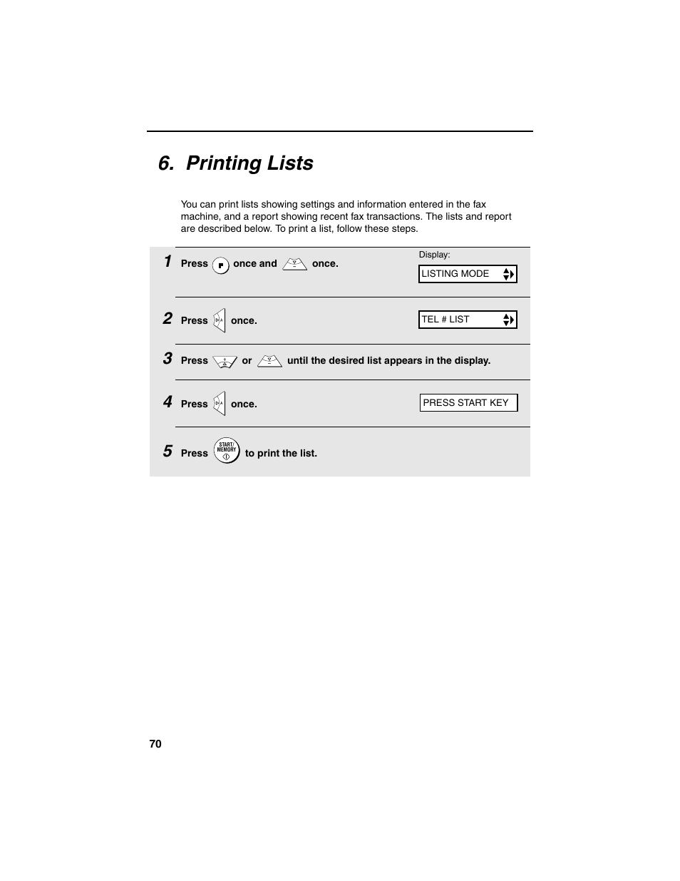 Printing lists | Sharp UX-B20 User Manual | Page 72 / 104