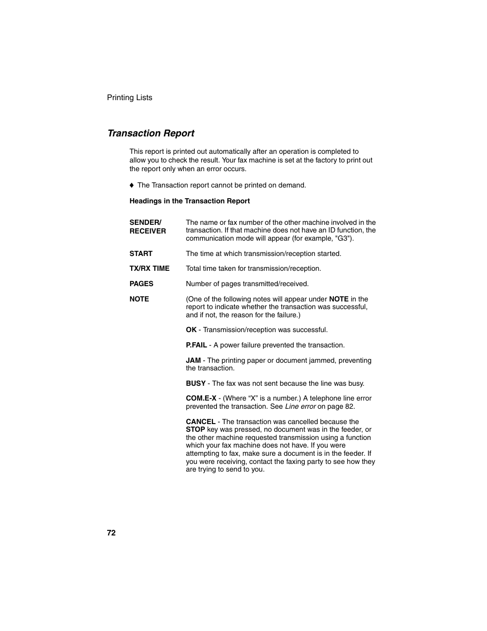 Transaction report | Sharp UX-B20 User Manual | Page 74 / 104