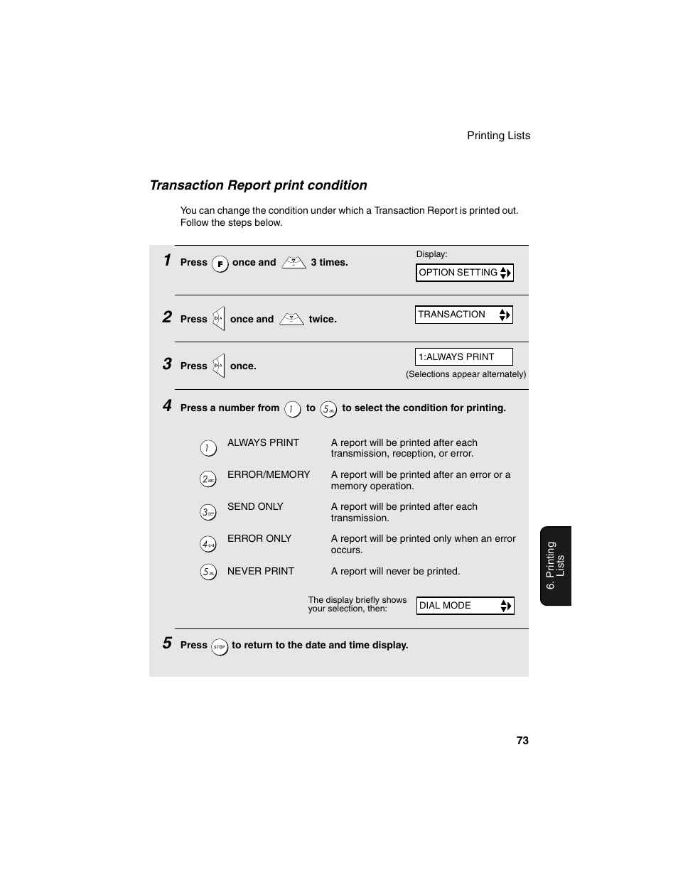 Transaction report print condition | Sharp UX-B20 User Manual | Page 75 / 104