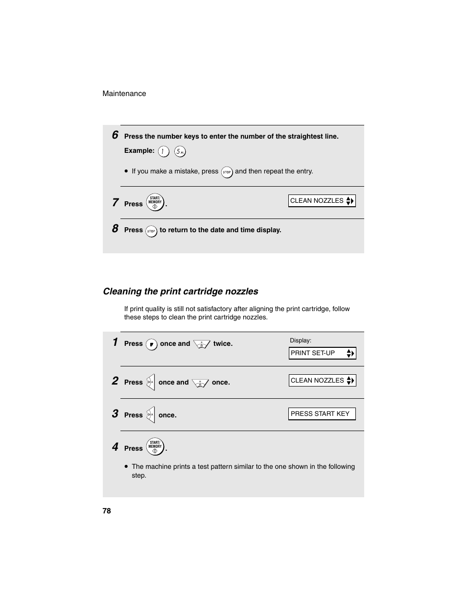 Cleaning the print cartridge nozzles | Sharp UX-B20 User Manual | Page 80 / 104