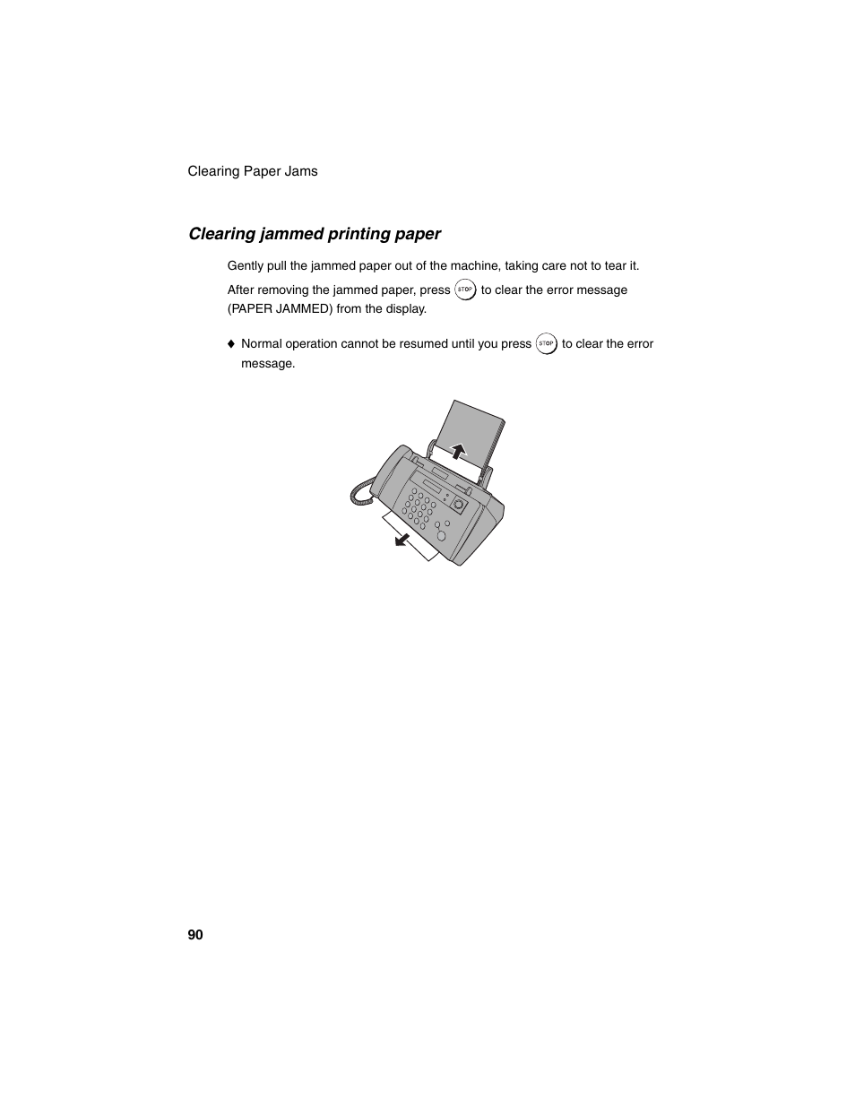 Clearing jammed printing paper | Sharp UX-B20 User Manual | Page 92 / 104