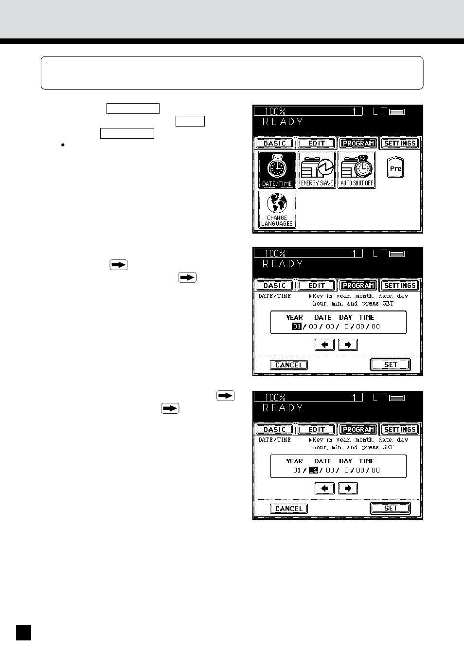 Setting the date and time | Sharp AR-650 User Manual | Page 106 / 181