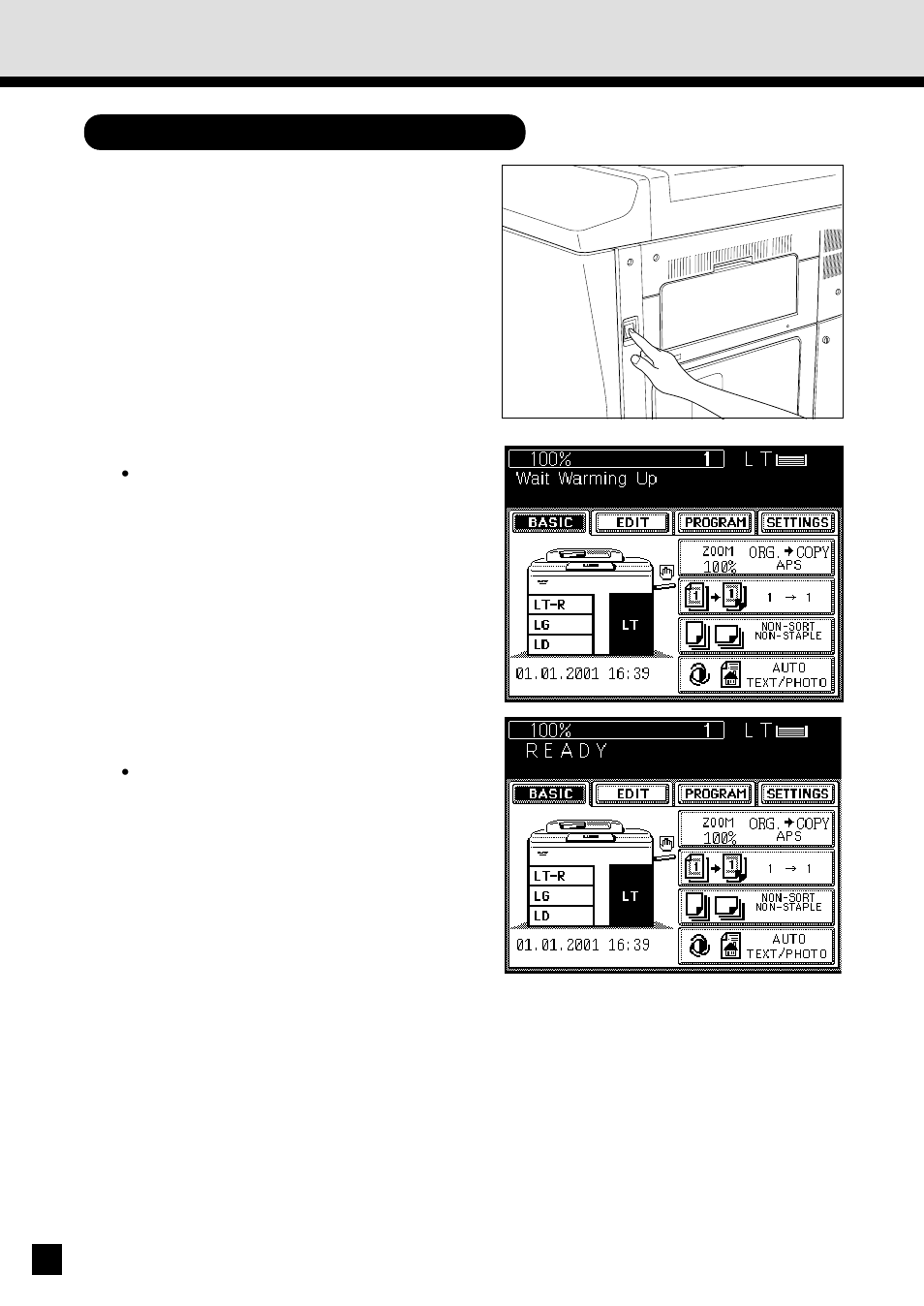 Turning on the power switch / auto job start | Sharp AR-650 User Manual | Page 20 / 181