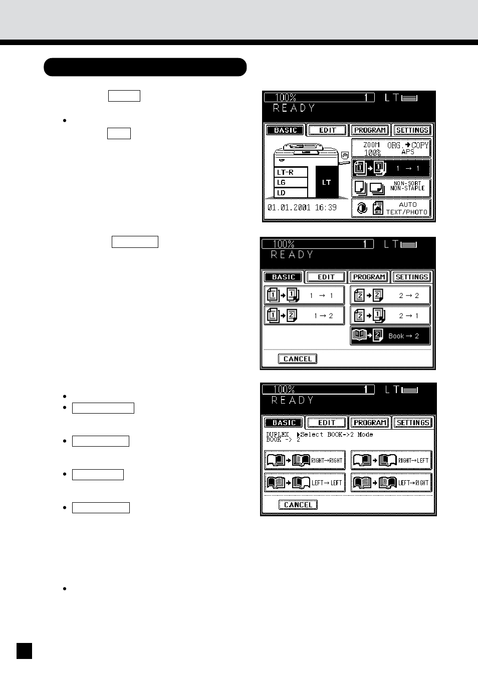 Duplexed copies from book originals (cont.) | Sharp AR-650 User Manual | Page 48 / 181