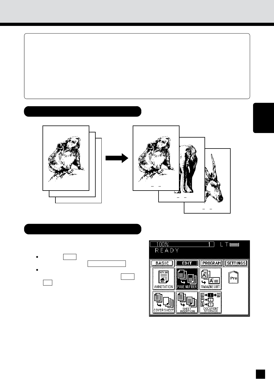Page number, Example of page number procedure | Sharp AR-650 User Manual | Page 79 / 181